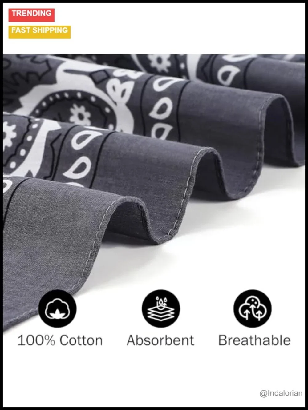 100% Cotton 27 inch Large Bandana Multi-Purpose Head Scarf